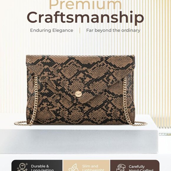 Evening Clutch Purses For Women - Elegant Envelope Clutch RFID Bag with Detachab - Picture 3 of 8